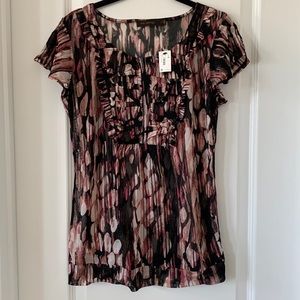 NWT THE LIMITED Ruffles and Pleats Mesh Print Top Size Medium